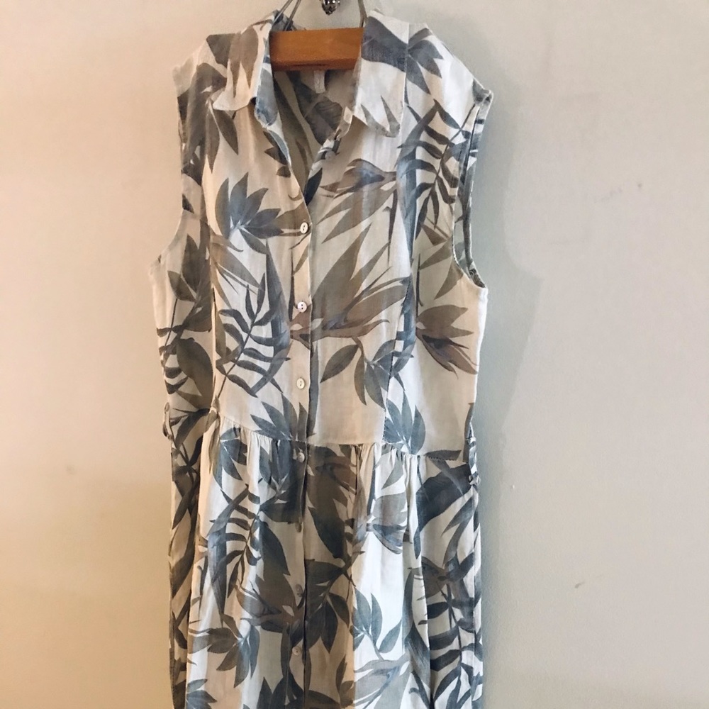 Laura Bianchi linen button front neutral dress